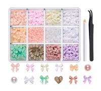 1 boîte de breloques 3D pour ongles en résine avec ruban mixte pour les amateurs d'ongles