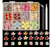 1 boîte de décorations d'art pour ongles à imprimé léopard ABS mélangées au hasard, accessoires d'art pour ongles à fleurs à pois dégradés Y2K, fournitures pour ongles DIY, pierres pour ongles Plantes