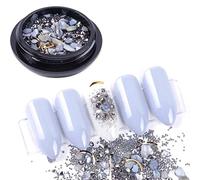 1 boîte de décorations pour ongles, dégradé de couleur, embouts en métal doré, strass coniques, perles scintillantes, bricolage bricolage décors belle manucure nouveau gris nouvelle sortieTraitement p