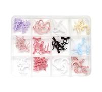 1 boîte de décorations pour ongles en résine - Arcs en forme de cœur - Papillon - Breloques pour ongles en acrylique