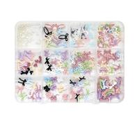 1 boîte de décorations pour ongles en résine - Arcs en forme de cœur - Papillon - Breloques pour ongles en acrylique