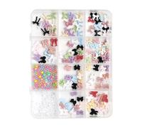 1 boîte de décorations pour ongles en résine - Arcs en forme de cœur - Papillon - Breloques pour ongles en acrylique