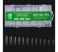 1 boîte de faux ongles à couverture complète, accessoires de manucure, faux ongles artificiels extra longs pour extension d'ongles, gel souple, couverture complète