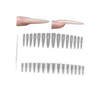 1 boîte de faux ongles ovales effilés pour un ajustement naturel et confortable, matériaux ABS, longue tenue pour maman