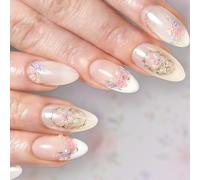 1 boîte de faux ongles polyvalents type fleur amande art pour diverses tenues mode manucure French Nail