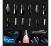 1 boîte de faux ongles transparents à presser - Couvertures complètes - Gel souple - Fournitures de manucure pour salons de coiffure