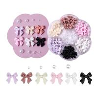 1 boîte de nœuds pour ongles avec 7 grilles, nœud décoratif coloré et gemmes pour Nail Art, décoration artisanale de manucure à faire soi-même |.accessoires
