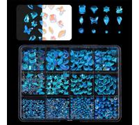 1 boîte de pendentifs 3D pour ongles - Dos plat - Strass - Différentes tailles - Décoration d'ongles en verre