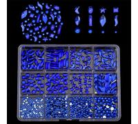 1 boîte de pendentifs 3D pour ongles - Dos plat - Strass - Différentes tailles - Décoration d'ongles en verre