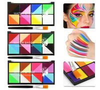 1 boîte de pigments de peinture corporelle solubles dans l'eau, 8/15/16/18/23 couleurs, peinture de visage vive et saturée, facile à nettoyer à l'eau, convient pour Halloween, Noël, le carnaval, le co