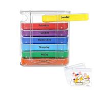 1 boîte de rangement à médicaments de 7 jours avec 2 sacs de distribution de pilules, boîte à pilules hebdomadaire portable, distributeur de pilules empilable, boîte à pilules étanche et résistante à