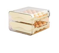 1 Boîte De Rangement For Œufs De Cuisine, Réfrigérateur, Plastique Frais, Tiroir À 2 Niveaux, Grande Capacité, Organisateur De Cuisine À Domicile(Beige)