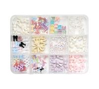 1 Boîte De Résine Nails Décorations D'art Bows Butterfly Heart Charms Pour Conceptions Acryliques Décorations D'art Nail