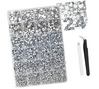 1 boîte de strass à dos plat en résine pour ongles de 3 mm, 4 mm, 5 mm, 6 mm, tailles assorties, 10 000 pilules strass