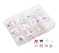 1 Boîte Décorations pour Ongles Nœud en Résine 3d, Boîte 12 Cases | Style Kawaii et Doux, Boîte de Rangement Incluse, pour Ongles Gel et Manucure Mobile