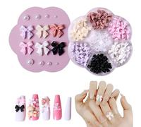 1 boîte d'ongles en forme d'arc avec 7 grilles, art coloré et pierres précieuses décoratives, divers styles pour l'art des ongles, décoration artisanale de manucure à faire soi-même