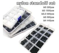 1 boîte en plastique Nylon hexagone entretoise colonne entretoise vis entretoise écrou rondelle Kit ensemble pour carte mère PCB M2 M2.5 M3 M4 noir blanc white M3 250pcs