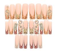 1 Boîte Faux Ongles Léopard à Coller, Longs, Style Français Coffret