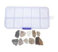 1 Boîte Kit de Spécimens Minéraux e Géologie | Boîte Compartimentée en Plastique et Pierre, Spécimens Étiquetés Codés, Rangement Portable pour Cours