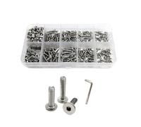 1 boîte M1.6 M2 M2.5 M3 M4 M5 M6 M8 Kit de vis for tête hexagonale Allen ultra-mince for tête plate en acier inoxydable 304 CM(M2.5 600pcs)