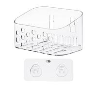 1 boîte murale transparente pour salle de bain, étagère de rangement perforée et vidable, panier de douche de grande capacité