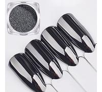 1 Boîte Noir Argent Poudre Chrome Ongle Métal Miroir Magique Effet Holographique Manucure Glittre Pigment Dust pour Nails Art Design Décorations avec Outil