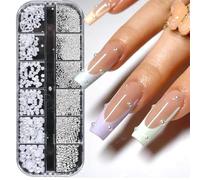 1 Boîte Perle Nail Art Décorations, Petites Perles En Acier Inoxydable, Boules De Perles Demi-Rondes, Breloques Pour Ongles, Pour Décoration De Bijoux à Faire Soi-Même, Décorations D'Ongles