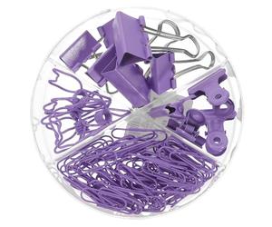 1 Boîte Pinces à Reçus de Bureau Pourpre en Métal, Solides | Maintien Ferme des Feuilles, Pose et Retrait Faciles, Structure Rigide, pour Copies, Lettres, École et Maison