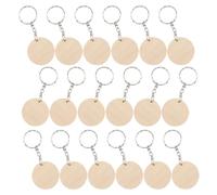 1 Boîte Porte-clés Rond en Bois Brut, Lot DIY Anneaux de Fixation | Surface Lisse Non Traitée, Facile à Peindre, Décoration Suspendue pour Fêtes, Accessoires de Raccordement Inclus