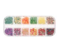 1 Boîte Tranches D'ongles en Pâte Polymère 12 Compartiments | Décorations Fruitées Colorées, Sélection Facile et Rangement Organisé, pour Bricolage DIY et Boîtiers