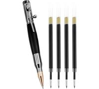 1 Bolt Action Stylo À Bille, Premiu D'écriture De Bureau Rétractable Avec 4 Recharge, Métal Stylo Pour Signature Office School Business Pen Pour Homme Et Femme, Noir, 0.7mm