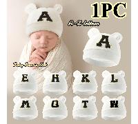1 Bonnet bébé blanc, doux et chaud pour les nouveau-nés, convient comme cadeau pour les mères à leurs bébés. 0-6MLettresCoton