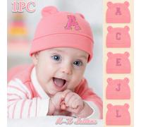 1 Bonnet bébé en coton rose, doux et chaud pour les nouveau-nés, convient comme cadeau pour les mères à leurs bébés. 0-6MLettresCoton