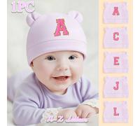 1 Bonnet bébé en coton rose, doux et chaud pour les nouveau-nés, convient comme cadeau pour les mères à leurs bébés. 0-6MLettresCoton