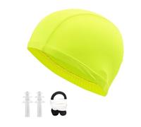 1 bonnet de bain uni, 1 paire de pince-nez, 1 paire de bouchons d'oreilles, bonnet de bain de protection auditive, bonnet de bain étanche pour la protection auditive, bonnet de bain de protection des