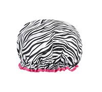 1 bonnet de douche réutilisable, double épaisseur, imperméable (zèbre)