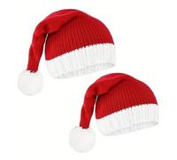 1 Bonnet de Noël Rouge Classique for l'automne et l'hiver, tricoté, for Parent et Enfant, Tenues festives for Le Père Noël(Big)
