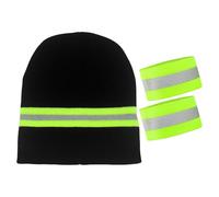 1 Bonnet Tricoté Lumineux Et 2 Bracelets Réfléchissants Pour La Course De Nuit, Produits D'Avertissement De Sécurité En Plein Air, Bonnet Tricoté Chaud, Bonnet Tricoté De Sport.
