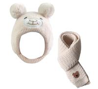 1 Bonnet Tricoté Pour Bébé, 1 Écharpe Tricotée, Chapeau Chaud Épais D'Hiver, Joli Chapeau, Foulard Résistant Au Froid, Combinaison D'Extérieur Chaude