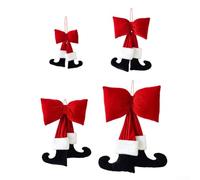 1 botte elfin de Noël à suspendre au mur en velours avec nœud rouge, bordure noire et blanche, décoration saisonnière pour murs, portes, cheminées, arbres, décoration de vacances, quatre tailles au