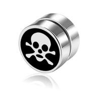 1 Boucle D'oreille Aimanté Crane Pirate Tete De Mort Homme Femme
