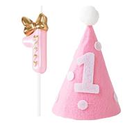 1 bougie d'anniversaire, 1 ornement de chapeau d'anniversaire, bougie de 1er anniversaire, numéros de bougie d'anniversaire, décoration de gâteau d'anniversaire de bébé