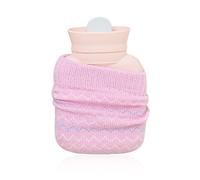 1 bouillotte de 320 ml avec manches tricotées, en silicone, mini sac d'eau chaude pour soulager les douleurs physiologiques chez les femmes, le cou, les mains et les pieds au chaud