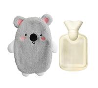 1 bouillotte Koala - Bouillotte d'hiver amovible en peluche - Sac à eau en PVC à température constante - Convient pour la chaleur hivernale - Sac de glace d'été (gris)