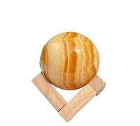 1 boule de calcite orange miel de 4 à 5 cm à bandes de cristal de quartz jaune pour décoration d'intérieur, œuvres d'art et cadeaux
