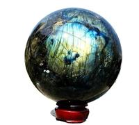 1 boule de labradorite de 250 à 300 g, sphère de cristal de quartz arc-en-ciel