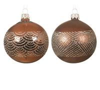 1 boule de Noël en verre marron Don, décorations, paillettes, 8 cm, assortie