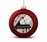 1 boule en acrylique rouge avec notes de musique, piano, violon, notes de musique, boules de décoration pour sapin de Noël, fête de mariage, décorations de Noël à suspendre, décoration d'intérieur
