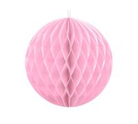 1 boule en nid d'abeille - Diamètre : 40 cm - Pompons - Décoration de plafond - Rose clair