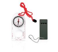 1 boussole d'extérieur multifonctionnelle avec dragonne, 1 sifflet de survie, règle de carte, loupe, navigation boussole étanche, convient pour la randonnée, l'exploration et la navigation